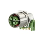 METZ CONNECT - Leiterplattenbuchse M12, X-kodiert, 8-polig, IP67, 90° gewinkelt, max. 4 mm Wandstärke