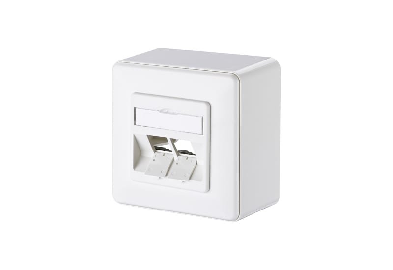 METZ CONNECT - Modul Anschlussdose AP 2 Port unbestückt verkehrsweiß 43 mm