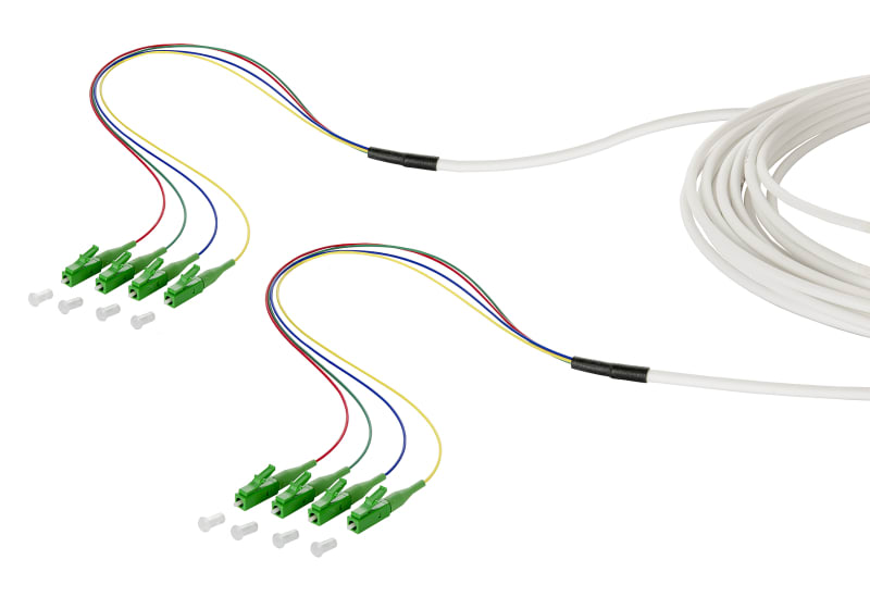 METZ CONNECT - OpDAT VIK Mini-Breakoutkabel Compact 4xOS2 LC APC-LC APC, 3,0 m, 4,5 mm, Noppenfolie beidseitig