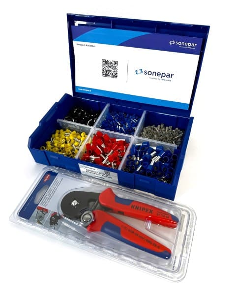 SONEPAR - L-BOXX MINI CRIMPMASTER 1601-teilig, Aderendhülsen isoliert 1.5 - 16mm² inkl. Knipex Crimpzange