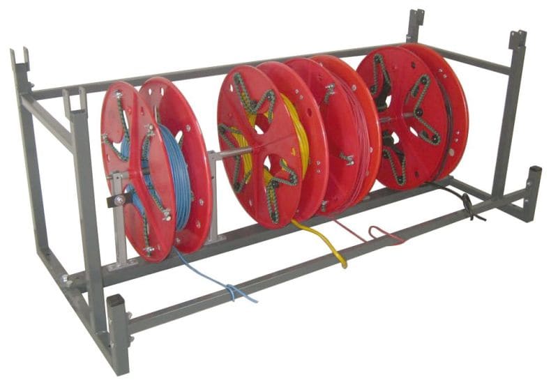CABLE EQUIPEMENTS - Lagermodul für Kabelringe BOBI 400, geliefert mit 4 Spulen mit Gummispannern
