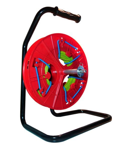 CABLE EQUIPEMENTS - UNIQUAD: tragbarer Abwickler für Kabelringe, gelief. mit 1 Spule + Gummispannern
