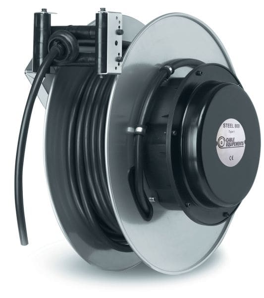 CABLE EQUIPEMENTS - Autom. Kabelaufroller Reihe STEEL800 HV1- 24+2m 5G6² HO5VV-F - IP65 Kabellarret.