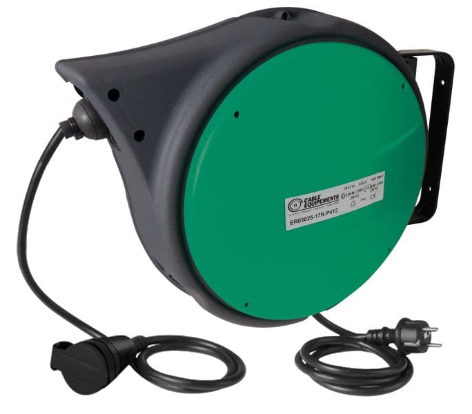 CABLE EQUIPEMENTS - P412 Kabelaufwickler mit Aufrollautomatik - EURO Sortiment- 3 Jahre Garantie