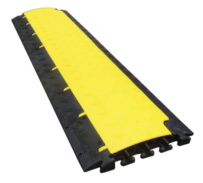 CABLE EQUIPEMENTS - BOA 17-6: Kabelbrücke für Fahrzeuge - 1m - 6 Kanäle Ø 17mm - Schwarz/Gelb