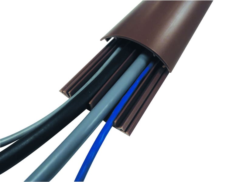 CABLE EQUIPEMENTS - PG12: Aufbodenkanal - braunes PVC - 2 m - 2 Kanäle Ø 12 mm