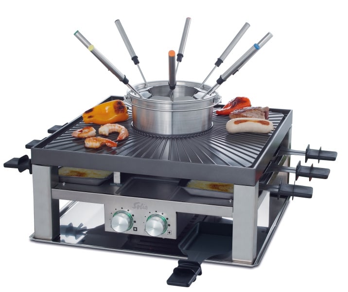SOLIS - Raclette-/Tischgrill/Foundue 1200W 1.3L 8Pfännchen gr