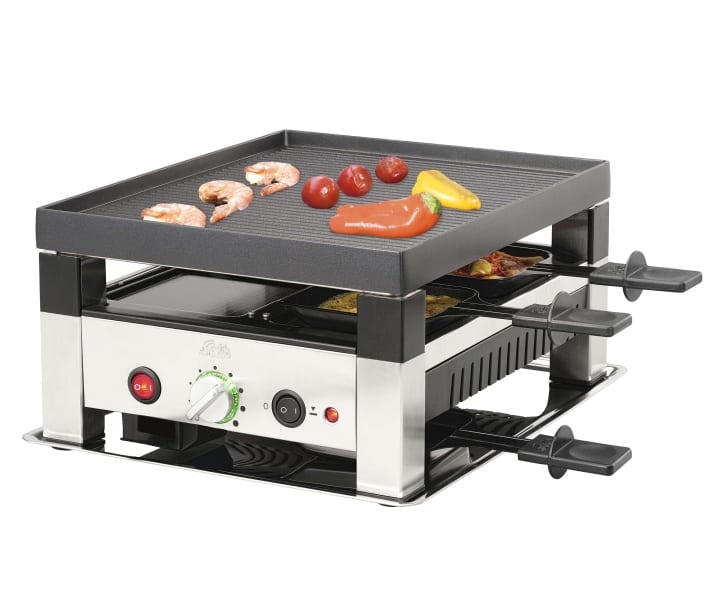 SOLIS - Raclette/Pizza Grill 1020W 4Pf. Crepes Antihaft sw-edst
