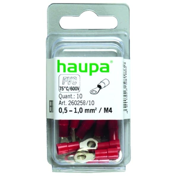 HAUPA - Ringkabelschuh rot isoliert 0,5-1,0 M4 PVC