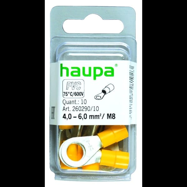 HAUPA - Ringkabelschuh gelb isoliert 4,0-6,0 M8 PVC
