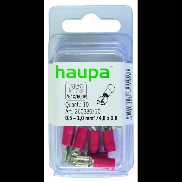 HAUPA - Flachsteckhülse rot isoliert 0,5-1,0/6,3x0,8 PVC