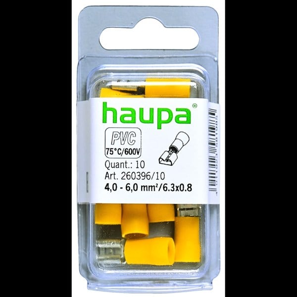 HAUPA - Flachsteckhülse gelb isoliert 4,0-6,0/6,3x0,8 PVC