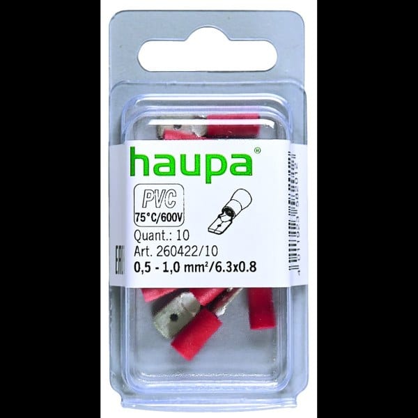 HAUPA - Flachstecker rot isoliert 0,5-1,0/6,3x0,8 PVC
