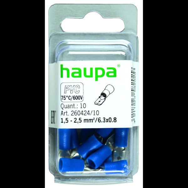 HAUPA - Flachstecker blau isoliert 1,5-2,5/6,3x0,8 PVC
