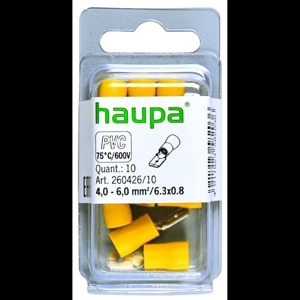 HAUPA - Flachstecker gelb isoliert 4,0-6,0/0,8x6,3x0,8 PVC