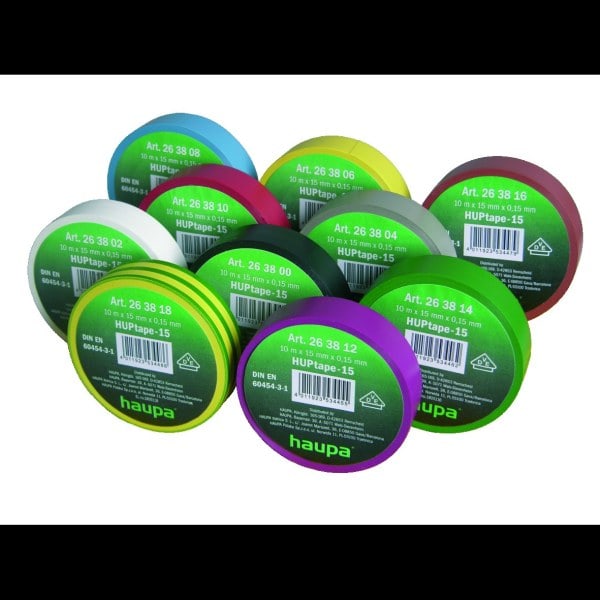 HAUPA - VDE Isolierband 15 mm x 10 m Rainbow pack 10 Rollen