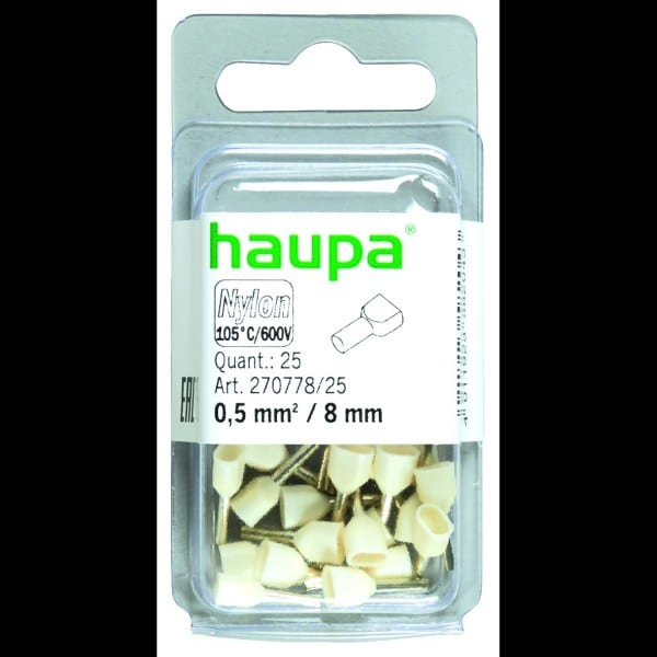 HAUPA - Twin-Aderendhülse 0,5/8 weiss