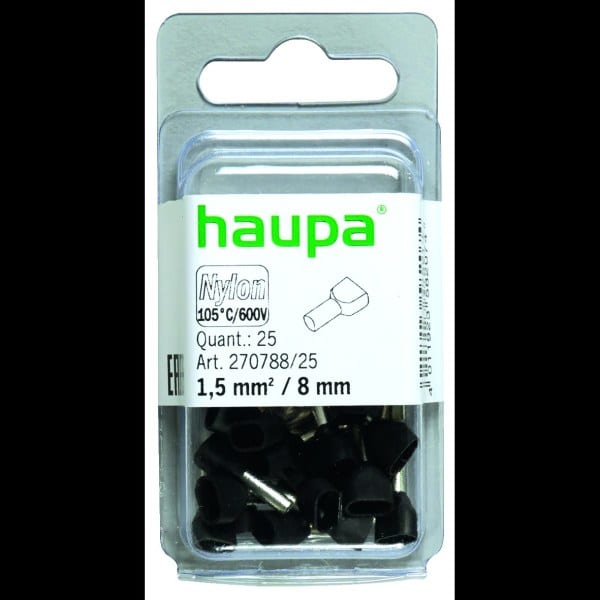 HAUPA - Twin-Aderendhülse 1,5/8 schwarz