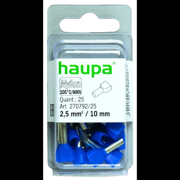 HAUPA - Twin-Aderendhülse 2,5/10 blau