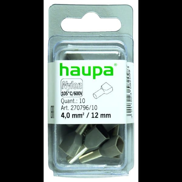 HAUPA - Twin-Aderendhülse 4,0/12 grau