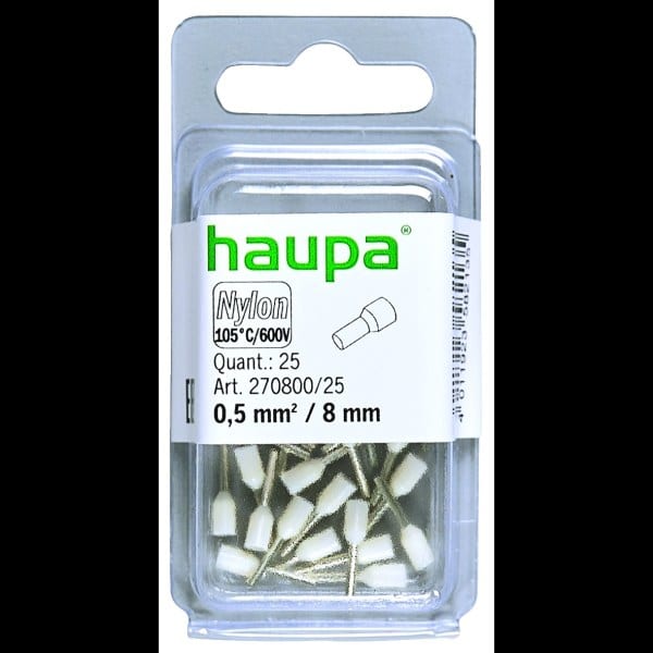 HAUPA - isolierte Aderendhülse 0,5/8 weiß