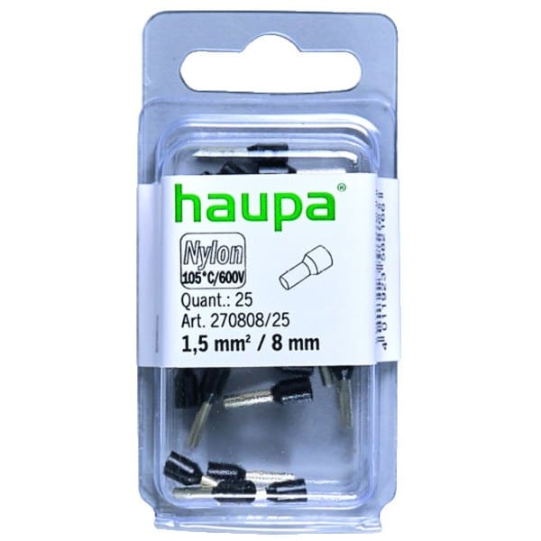 HAUPA - isolierte Aderendhülse 1,5/8 schwarz