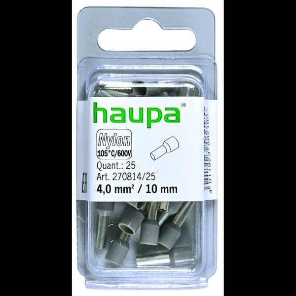 HAUPA - isolierte Aderendhülse 4/10 grau