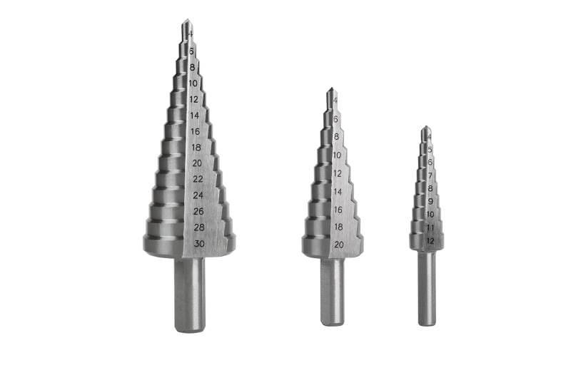 TRADEFORCE - Stufenbohrersatz, 3-teilig, 4–12 mm, 4–20 mm, 4–30 mm, Schnellarbeitsstahl 6542
