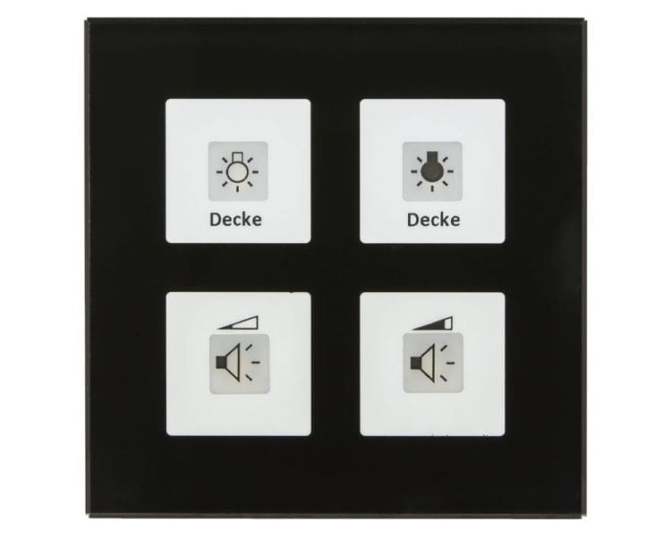 MDT - KNX Glastaster Plus 4-fach, Schwarz, mit Temperatursensor