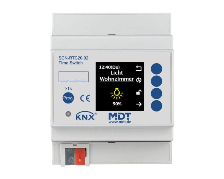 MDT - KNX Schaltuhr mit 20 Kanälen und aktivem Farbdisplay, 4TE REG