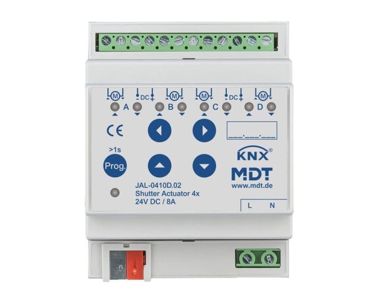 MDT - KNX Jalousieaktor 4-fach, 4TE REG, 8 A, 24 V DC