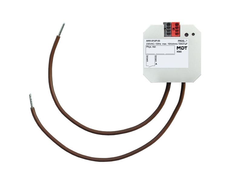 MDT - KNX Schaltaktor 1-fach, UP, 16 A, 230 V AC, Kompakt, 70 µF, 10 EVG
