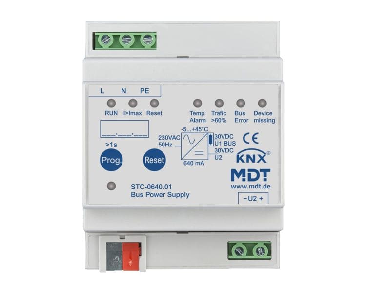 MDT - KNX Busspannungsversorgung mit Diagnosefunktion, 4TE REG, 640 mA