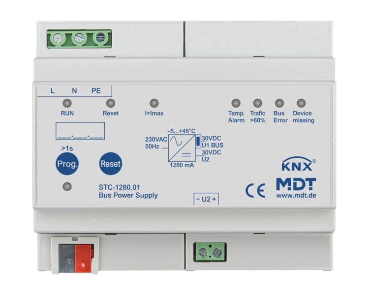 MDT - KNX Busspannungsversorgung mit Diagnosefunktion, 6TE REG, 1280 mA