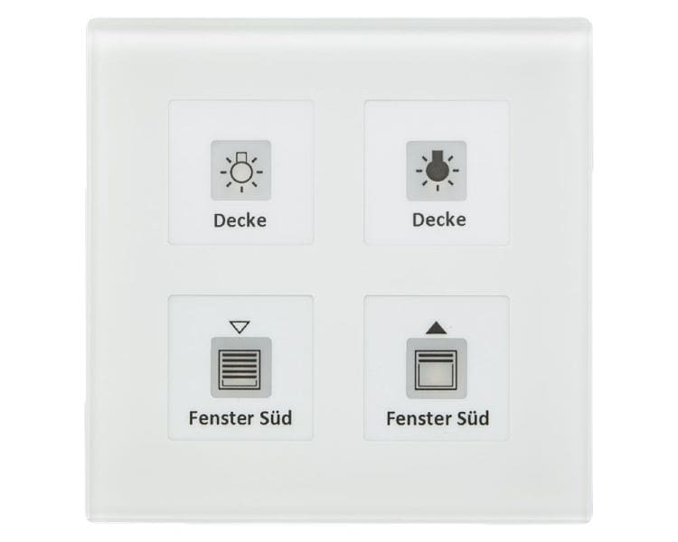 MDT - KNX RF+ Funk Glastaster Plus 4-fach mit Aktor, Weiß