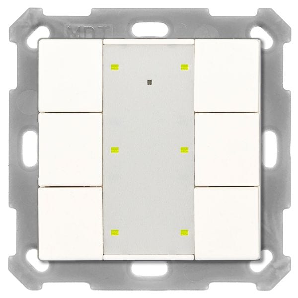 MDT - KNX RF+ Funk Taster Plus 6-fach mit Aktor, 55 mm, Reinweiß glänzend