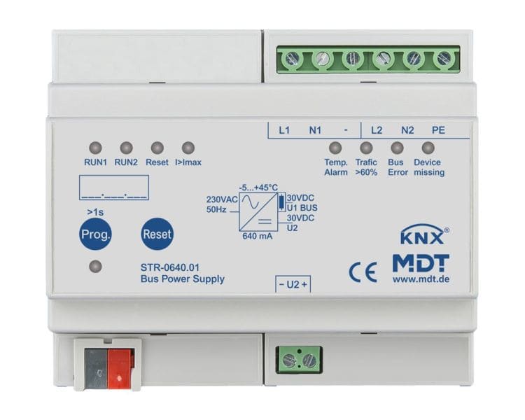 MDT - KNX Redundante Busspannungsversorgung mit Diagnose, 6TE REG, 640 mA