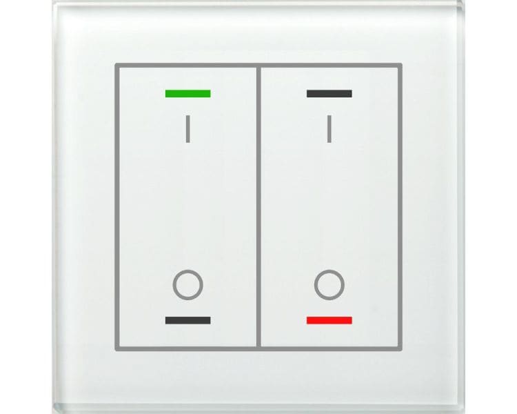 MDT - KNX Glastaster II Light 2-fach, RGBW, Temperatursensor, Weiß, Schalten