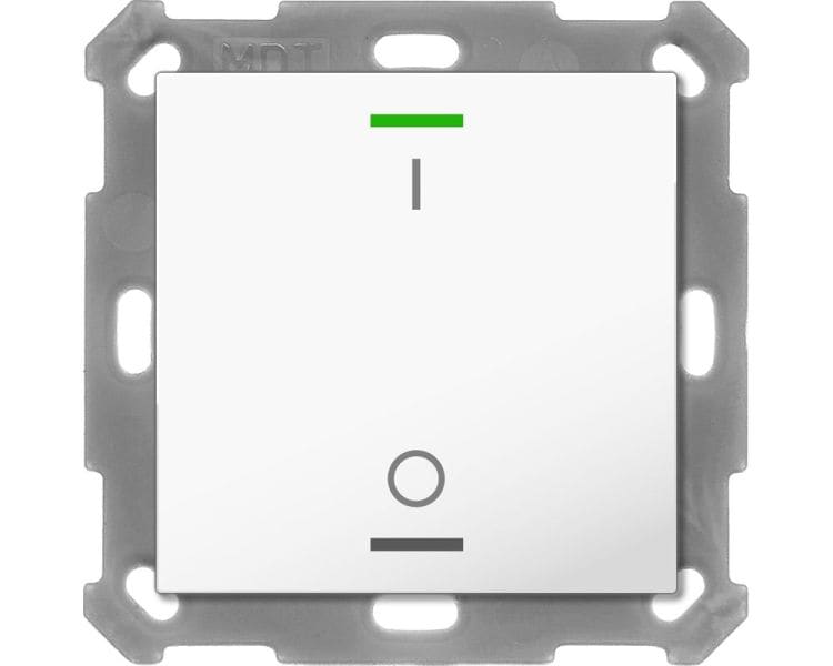 MDT - KNX Taster Light 55 1-fach, RGBW, Temperatursensor, Reinweiß glänzend, Schalten