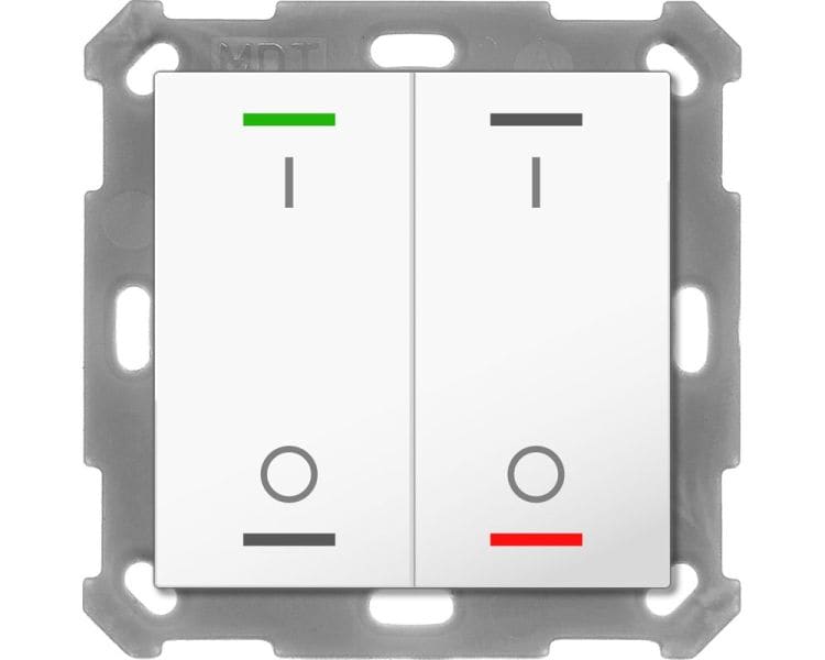 MDT - KNX Taster Light 55 2-fach, RGBW, Temperatursensor, Reinweiß glänzend, Schalten