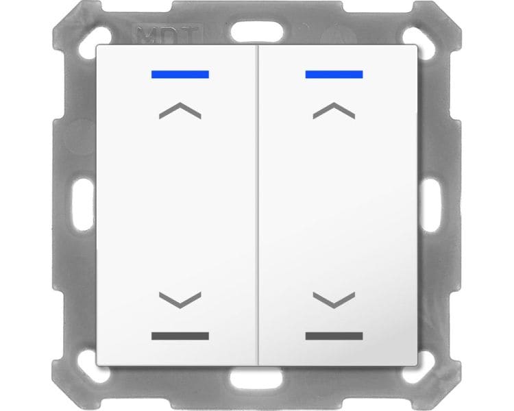 MDT - KNX Taster Light 55 2-fach, RGBW, Reinweiß glänzend, Jalousie