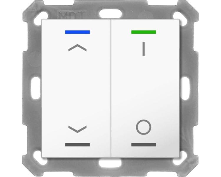 MDT - KNX Taster Light 55 2-fach, RGBW, Reinweiß glänzend, Jalousie_Schalten