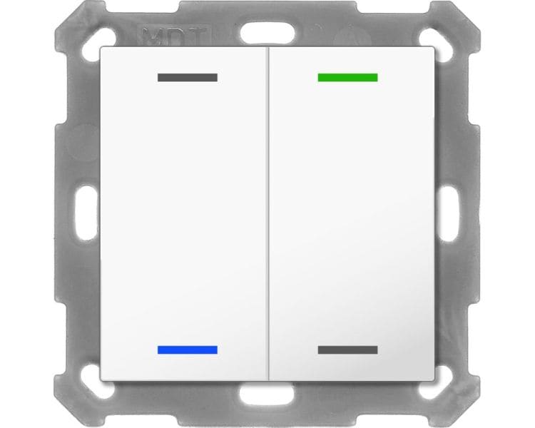 MDT - KNX Taster Light 55 2-fach, RGBW, Reinweiß glänzend, Neutral