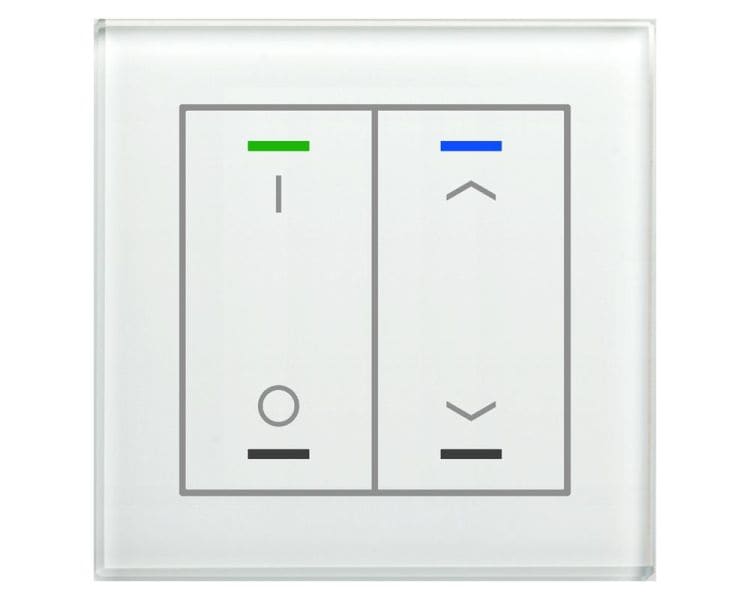 MDT - KNX Glastaster II Light 2-fach, RGBW, Temperatursensor, Weiß, Schalten_Jalousie