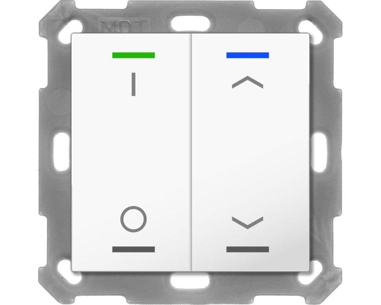 MDT - KNX Taster Light 55 2-fach, RGBW, Temperatursensor, Reinweiß glänzend, Sch._Jal.