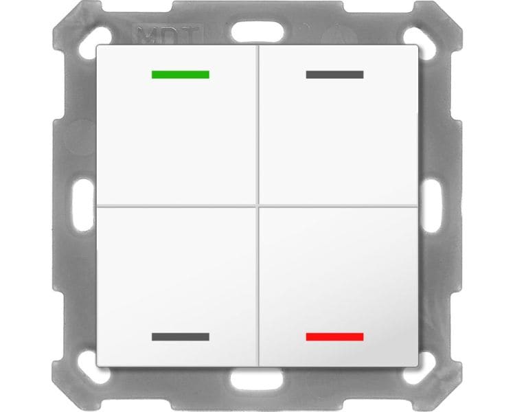 MDT - KNX Taster Light 55 4-fach, RGBW, Temperatursensor, Reinweiß glänzend, Neutral
