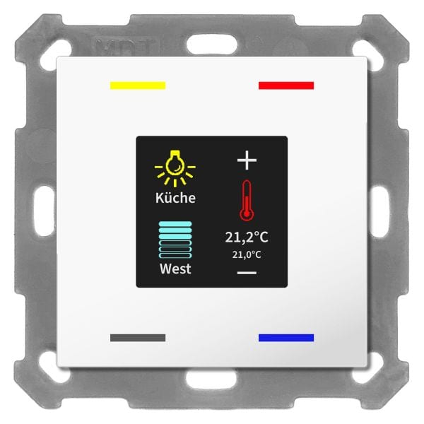 MDT - KNX Taster Smart 55 4-fach mit Farbdisplay und T-/F-Sensor, Reinweiß glänzend