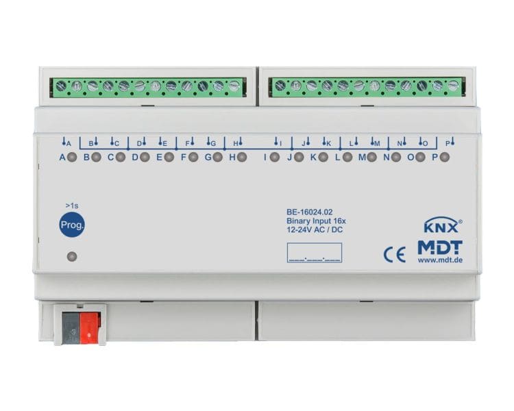MDT - KNX Binäreingang 16-fach, 8TE REG, Ausführung 24 V AC/DC