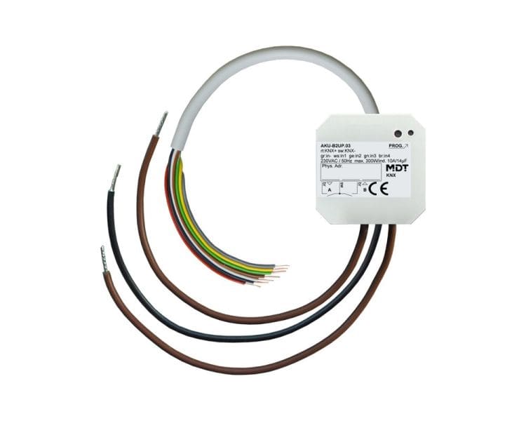 MDT - KNX Universalaktor 2-fach, UP, 10 A, 230 V AC, 14 µF, 2 EVG mit 4 Binäreingängen