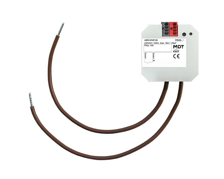MDT - KNX Schaltaktor 1-fach, UP, 16 A, 230 V AC, C-Last, Standard, 140 µF